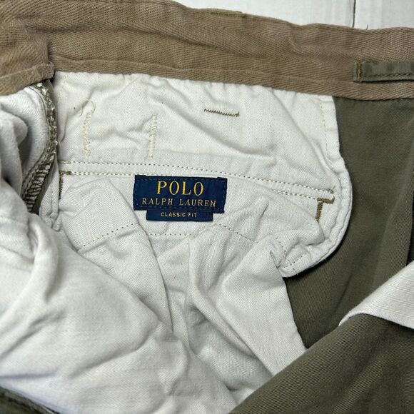 Polo Ralph Lauren Classic Fit Utility Canvas Khaki Drill Cargo Shorts Size 40 - Picture 6 of 9